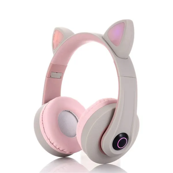 Headset Bluetooth Compatible Headset Wireless LED Girl Stereo Foldable Sports Headset Microphone Headset Cute Cat Ears photo-4