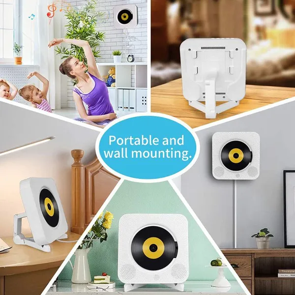 Wall Mounted CD Player Surround Sound FM Radio Bluetooth USB MP3 Disk Portable Music Player Remote Control Stereo Speaker Home photo-3