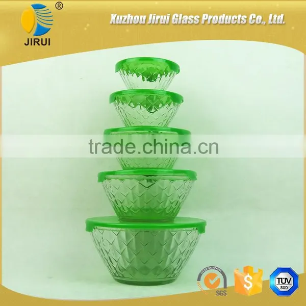 Heat Resistant Green 5 Pcs Glass Bowls Set Quality Choice photo-4