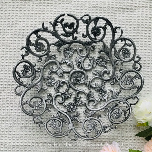 Wedding Gift Decoration Hollow Out Fruit Plate Silver Snack Tray Plate Storage Decorative Plastic Tray photo-2