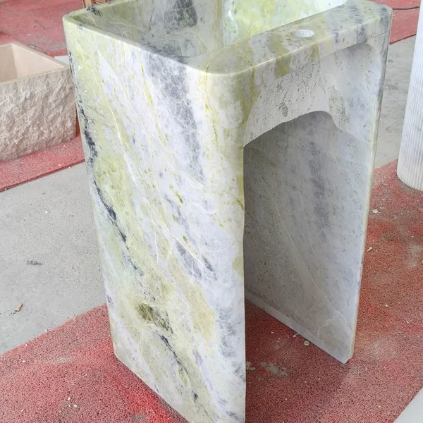 Hot Selling Modern Marble Stone Sink Pedestal Luxury Basin Bathroom Hand Wash Basin With Pedestal Square-shaped Marble Sink Home photo-3