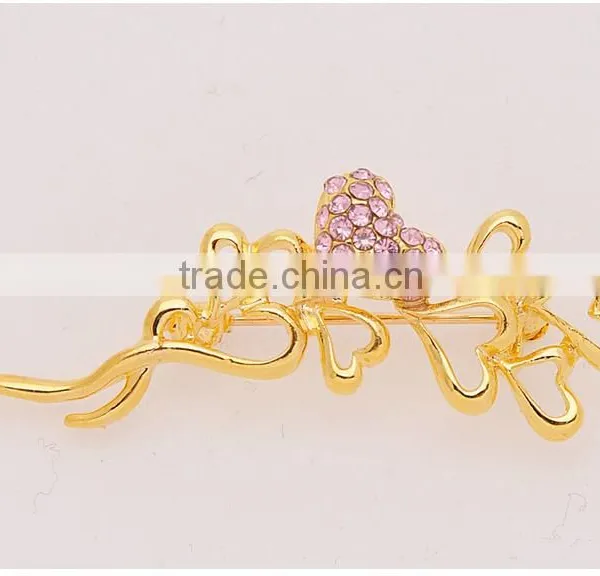 Elegant Crystal Diamond Peach Pin Brooch Gold-plated Fashion Scarf Buckle photo-5
