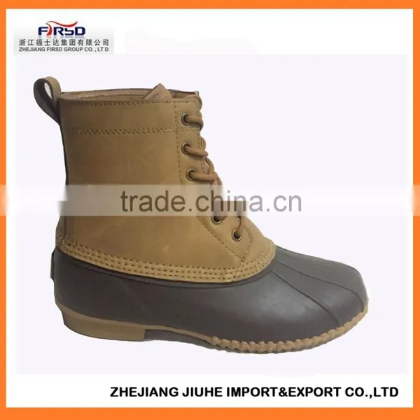 Waterproof Rubber Duck Boot With Leather Upper