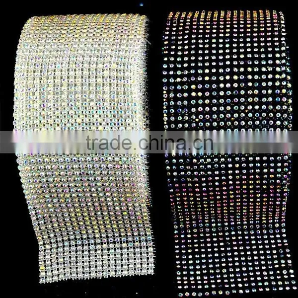 Flexible Crystal Rhinestone Strass Trimming Mesh, Elastic Stretch Crystal Rhinestone Strass Trimming Rolls Sheet photo-4