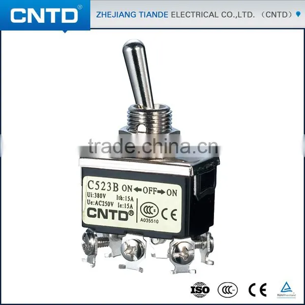 CNTD CE Approved 6ways SPDT ON-ON Waterproof Mini Toggle Switch 3A 250VAC C512B photo-3