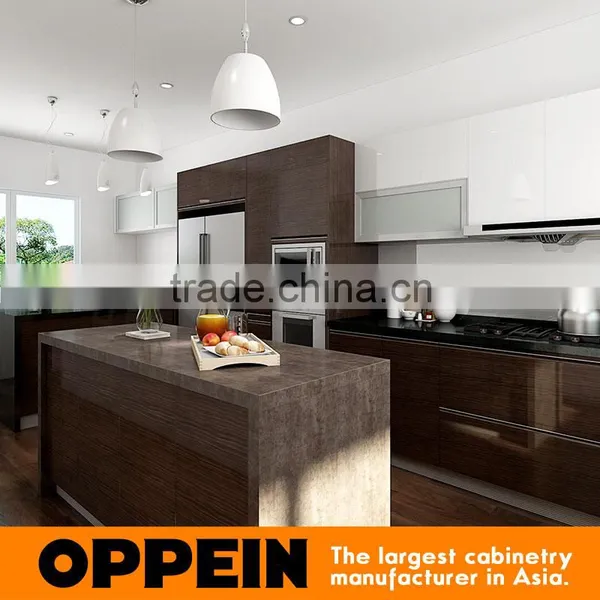 New Design Acrylic Finish Cabinet Wood Veneer Kitchen Cupboard With Island photo-3