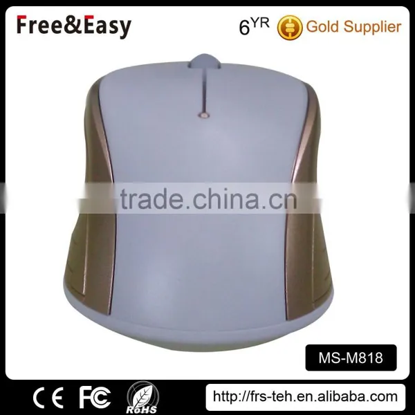Beige USB Desktop Golden Color Wired Mouse photo-3