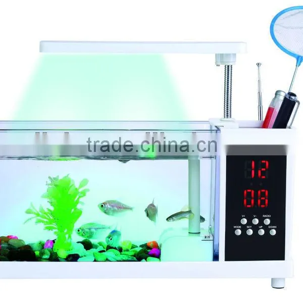 Fashionable USB Desktop Aquarium With FM Radio and LCD Clock