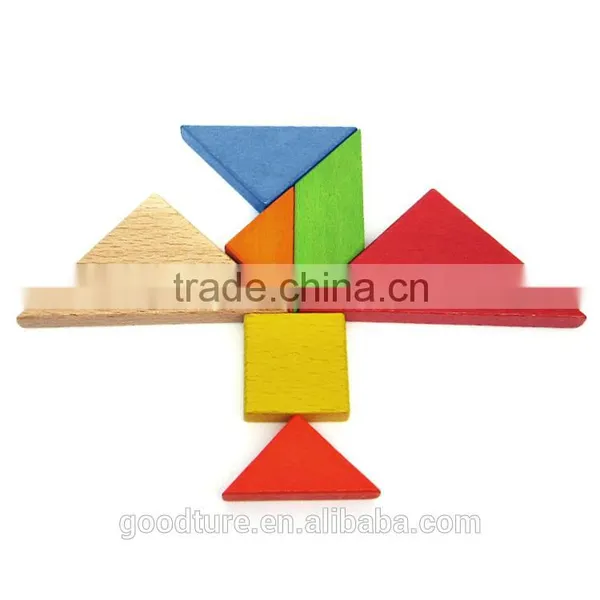 2015 Hot Sale Wooden IQ Intelligent Puzzle Tangram Seven Pieces Puzzle Model Number GAD1132 photo-4