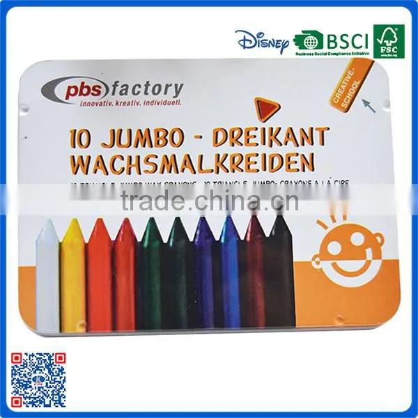 2016 Wholesale 10 Colors Triangle Crayon in Paer Box With Logo Printed Crayon for School Students photo-4