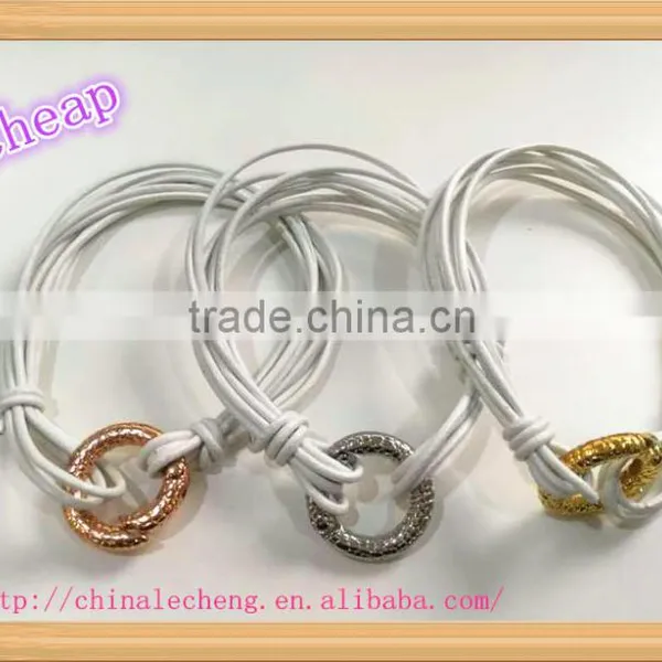 Multi Strands Black Genuine Leather Bracelets With Different Colors of Copper Closure for Women photo-5