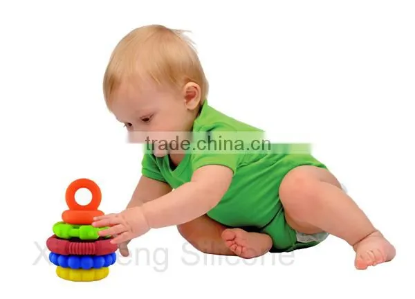 Fun Safe Educational Silicone Rainbow Stacker Toy, Silicone Rainbow Stacking Rings, Silicone Stacking Toys for Kids
