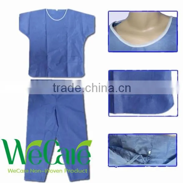 Disposable Blue SMS Scrub Suit With Short Sleeves