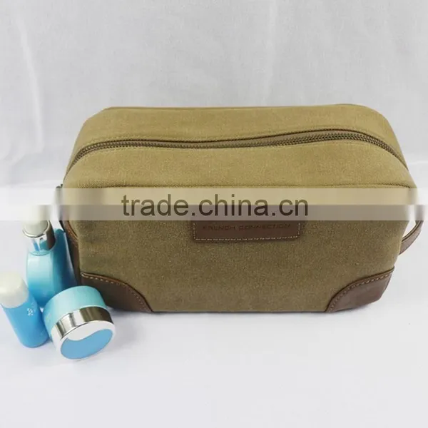 Factory Wholesale Canvas Bottom Stitching Makeup Bag for Man