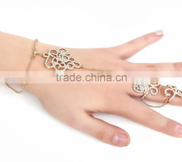 Luxury Slave Multi Gold Chain Link Interweave Finger Ring Bracelet Hand Harness photo-4