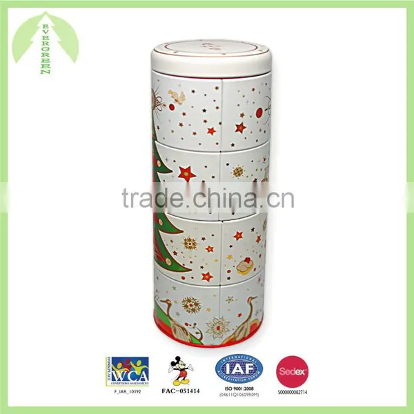 4 Bodies Round Tin Box for X-Mas 2016 Size 8.40*22.35 cm photo-6