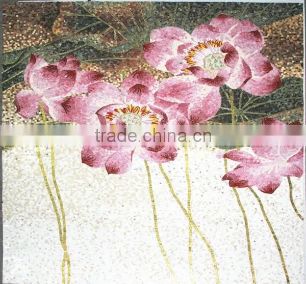 Decorative Lily Flower Glass Tile Mosaic Mural Patterns photo-4
