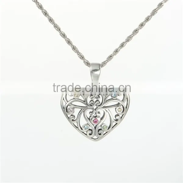 Colorful Rhinestone Jewelry Silver Heart Pendant photo-5