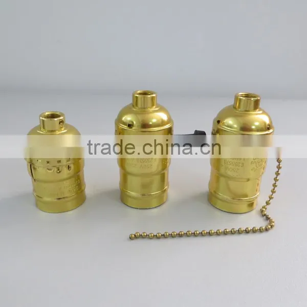 Vintage E27 Aluminum Lamp Holder Socket With Switch Brass/Gold/Silver/Black photo-4