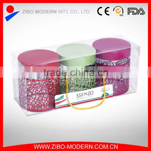 Hot Sale Set 4 Stainless Steel Coating Air Seal Decorative Large Glass Storage Jars photo-4