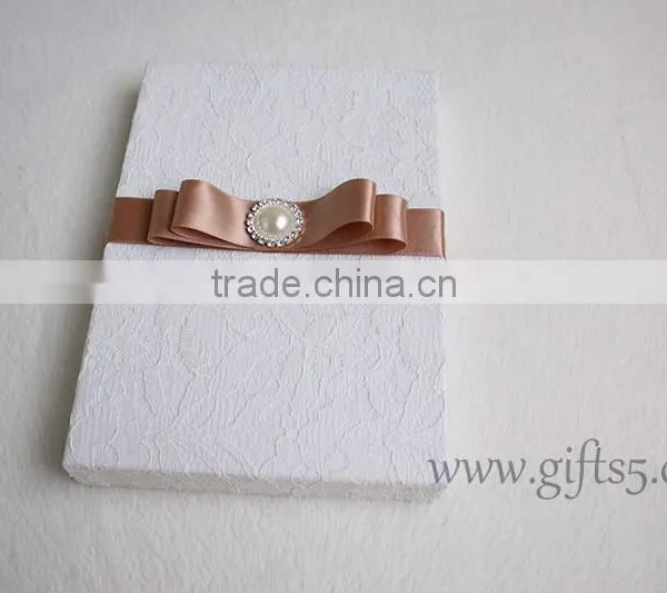 Customized White Silk Wedding Invitation Boxes Wholesale photo-4