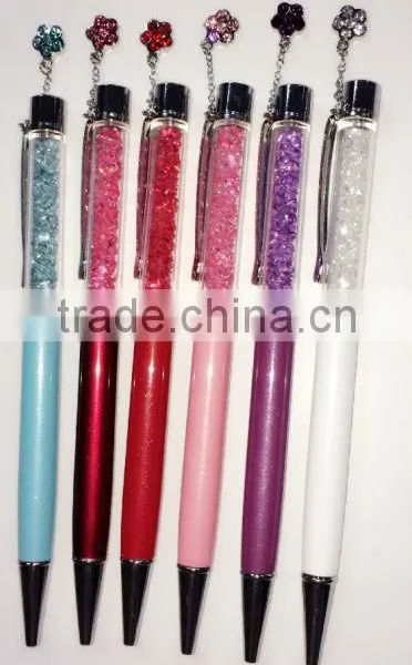 Promotional Crystal Pen With Crystal Flower Shape Pendant Promtional Gift