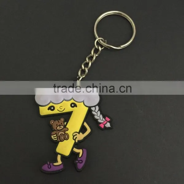 3D Cartoon figure soft pvc keychain with keyring