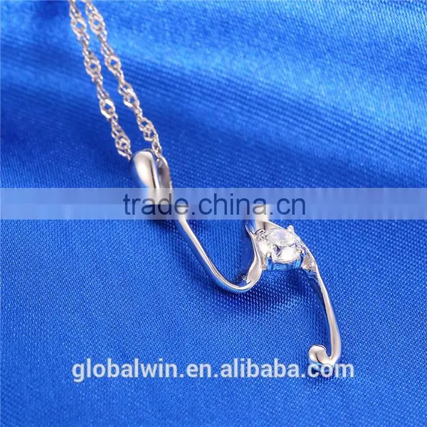 Fashion Simple S Shape Solid 925 Sterling Silver Letter Bead Necklaces Pendant photo-4