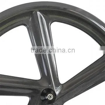 23mm Width 66mm Depth Clincher Carbon 5 Spoke Track Bicycle Wheel photo-3
