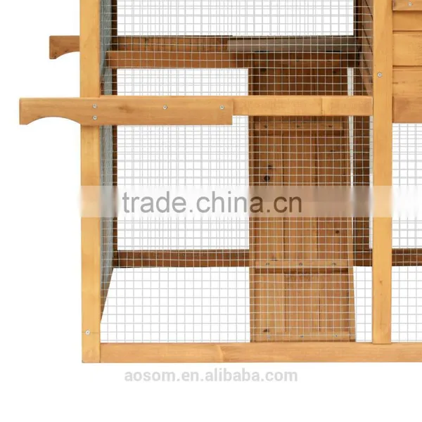 Pawhut Chicken Rabbit Cage Coop Ramp Nesting Box Wood Solid Overhead photo-6
