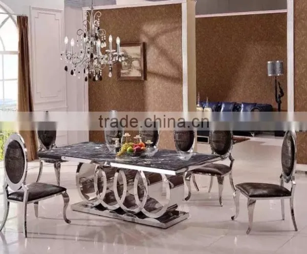 Modern Royal Marble Stainless Steel Dining Table Design for Banquet Hall photo-4