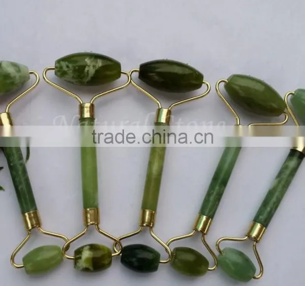 Natural Jade Roller Face Massager With Natural Jade With Silver Connector no Gold Connector photo-5