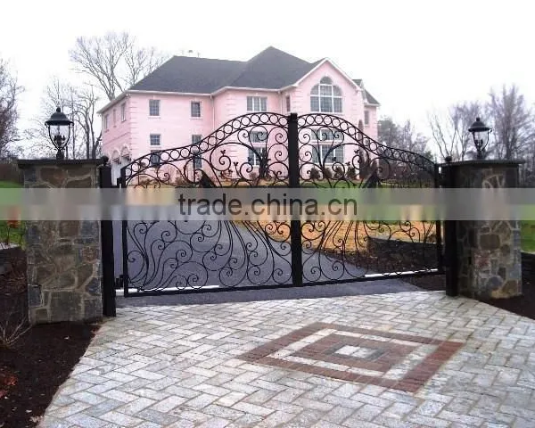 Metal Security Gate/ Wrought Iron Main Gate and Steel Fence Finals Wall Design for Homes photo-5