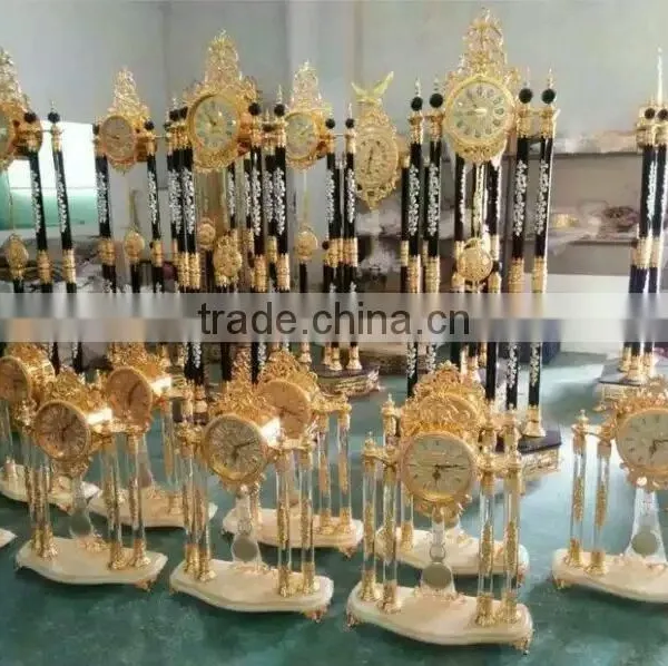 Magnificent Cast Metal Floor Clock, Bright Gold Gilt Finished Floor Standing Clock, 24K Gold Plated Floor Clock photo-4