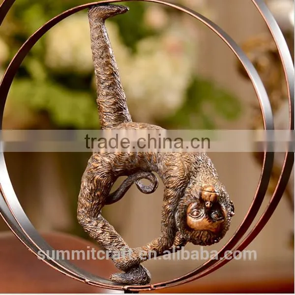 European Vintage Resin Bronze Monkey Statues photo-3