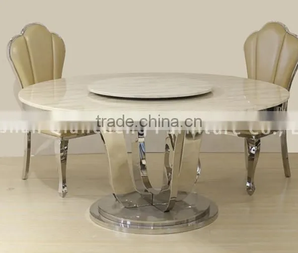 Marble Round Dining Table for 6 People With Lazy Susan Hotel Furniture photo-6