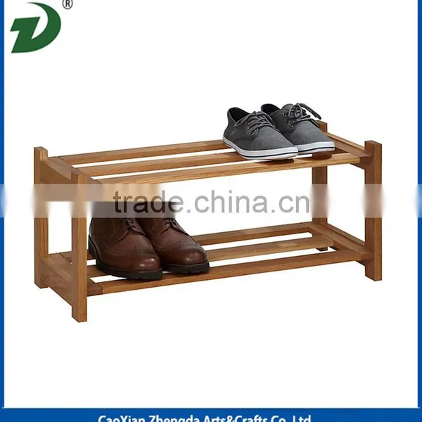 High Quality 2 Tiers Wooden Shoe Rack photo-3