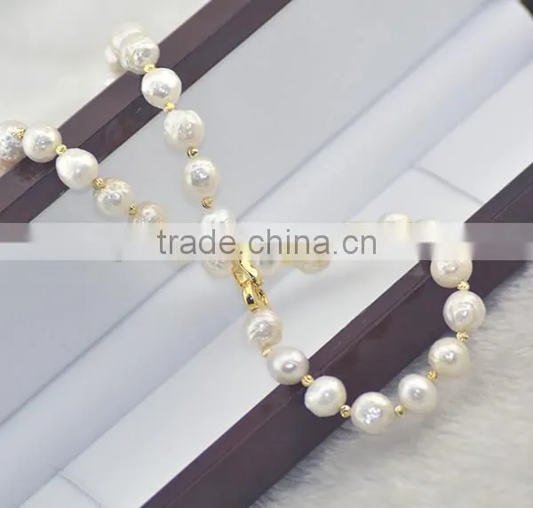 11-12mm White Eaison Pearl With 14K Gold Clasp Necklace photo-5