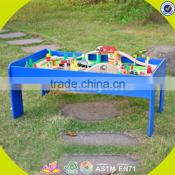 Wholesale Arrival Wooden Railway Train Toy Fashion Wooden Railway Train Set Roller Coaster Track Table Toy W04C009A photo-4