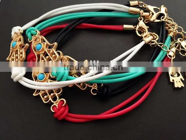 Gold Hamsa Hand Rubber Bracelet photo-2
