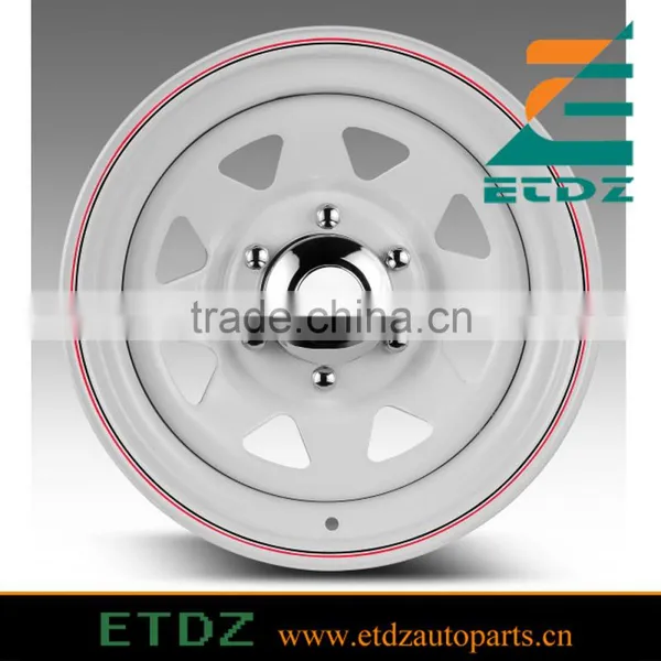 16x10 Eight Spoke Terra White With Pin Stripe Steel Wheels for 4x4, SUV & Trailers photo-3