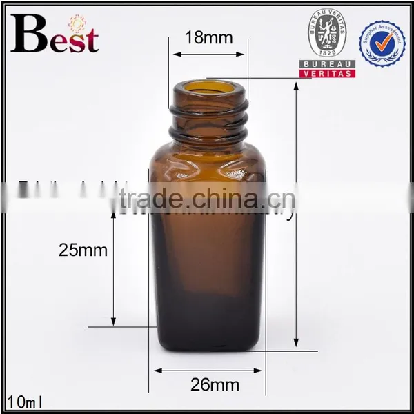 10ml Square Amber Glass Empty Fragrance Oil Bottle With Gold Aluminum Cap photo-4