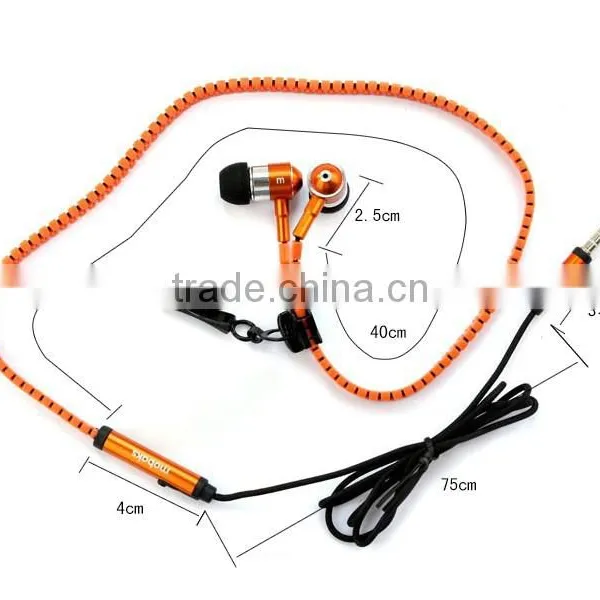 High Quality Metal Zipper Earphone With Mic photo-3