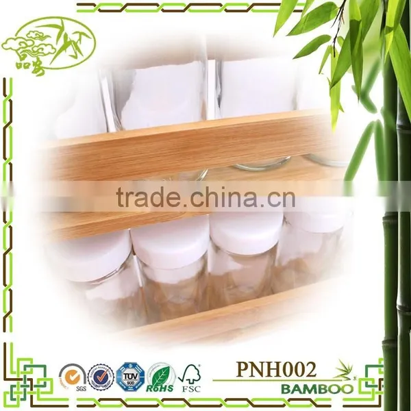 Aonong Bamboo Flavoring Jar Display Rack/ Bamboo Castor Rack/ Spices Bottle Holder photo-5