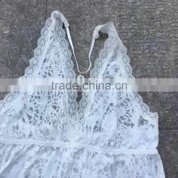 Women Stock Apparel See-through Lace White Prom Sexy Dress photo-2