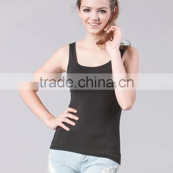 Most Popular Slim Fit Black Cotton Blank Plain Ladies Sexy Vest Wholesale photo-3