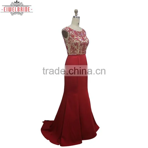 Custom Beading Dress Elegant Red Evening Dress photo-2