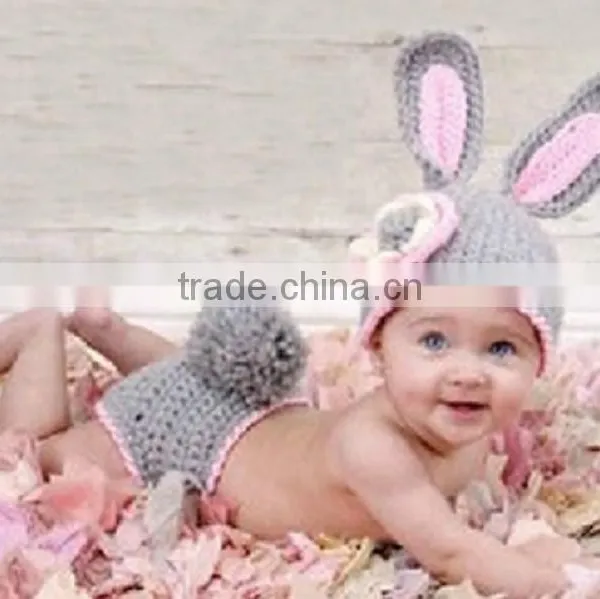 Baby Newborn Photography Props Crochet Baby Beanie Hat ,Knitted Bunny Costume Outfit photo-5