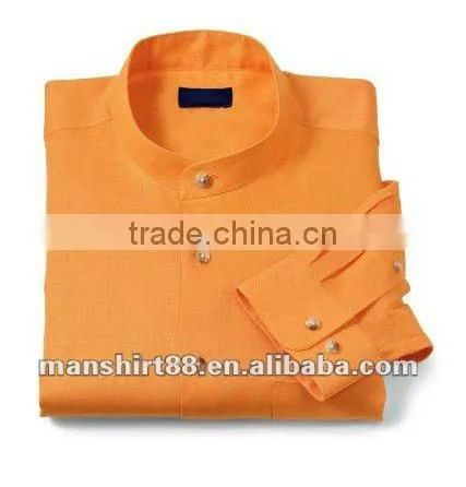 2016 Latest Style Men 100% Linen Band Collar Long Sleeve Sport Casual Shirt photo-3