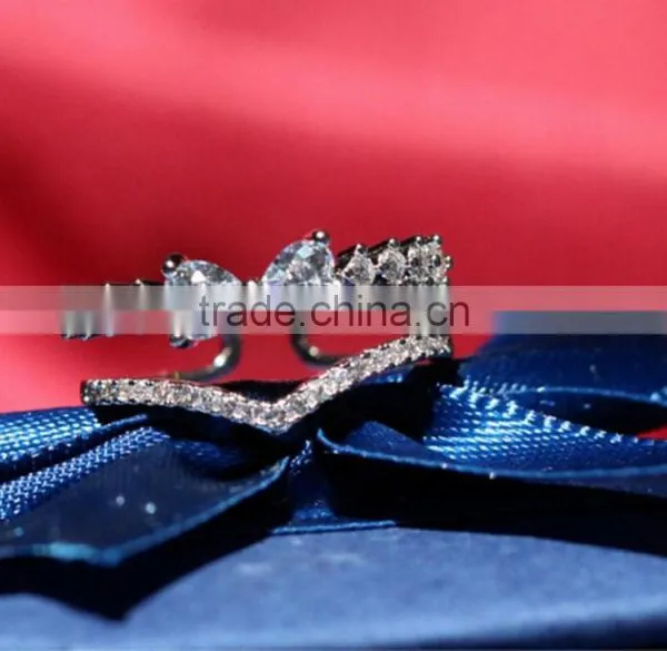 Double Layer Women Rhinestone Heart Bowknot Midi Finger Knuckle Rings photo-3